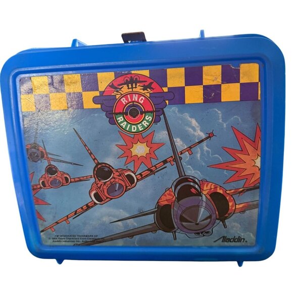Vintage Ring Raiders Aladdin Lunchbox Thermos 1988 Matchbox Fighter Jets Blue - Picture 2 of 16